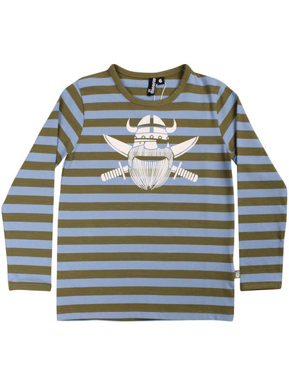 Stribet bluse til børn med piratviking 