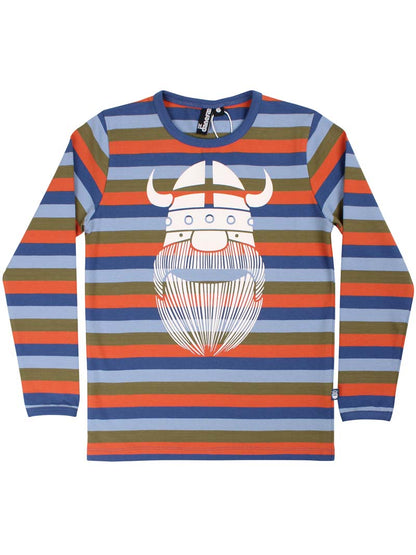 Stribet bluse til børn med viking 