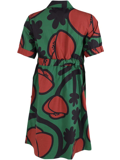 Danesusanne Poplin Dress Dk Pine BIG POPPY