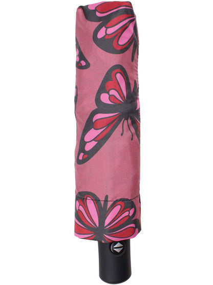 Sammenfoldelig paraply med rosa sommerfugleprint