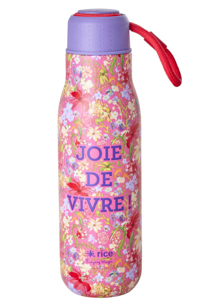 Rice Drikkedunk Rustfri Stål Pink Swedish Flower