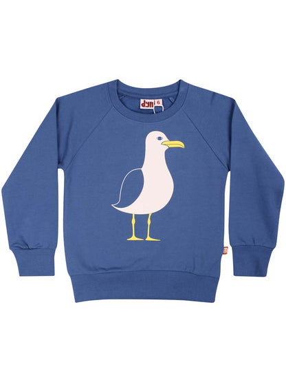 Skøn blå sweatshirt til børn med print af måge