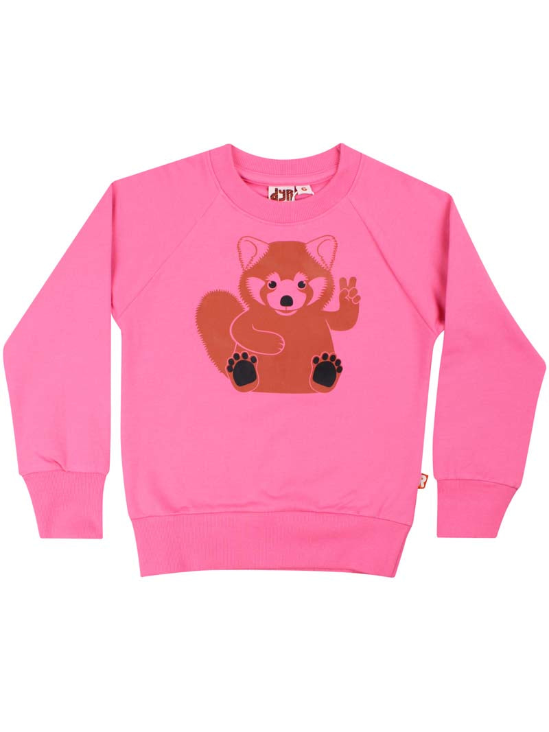 Skøn pink sweatshirt til børn med print af rød panda
