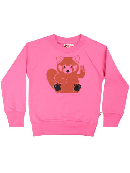 Skøn pink sweatshirt til børn med print af rød panda