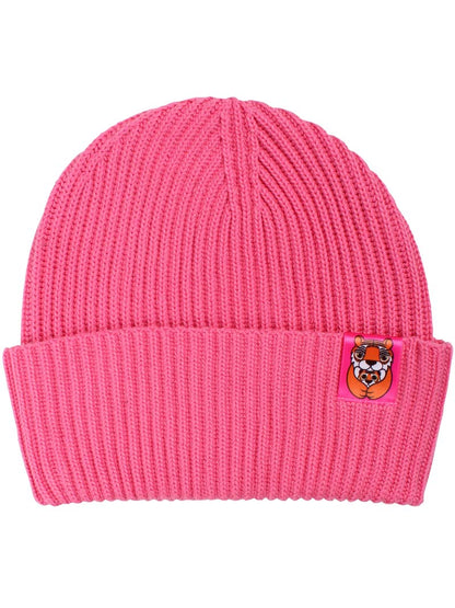 Sød og varm hue til børn i spicy pink med logo af tigermor og unge