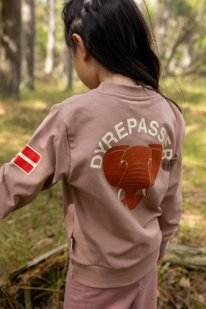 Sød dyrepasser sweater til børn med print af elefant 