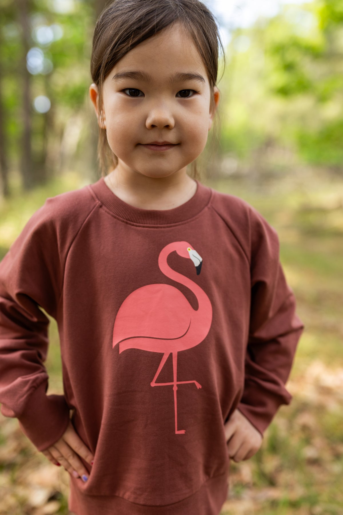 Skøn sweatshirt til børn med print af flamingo
