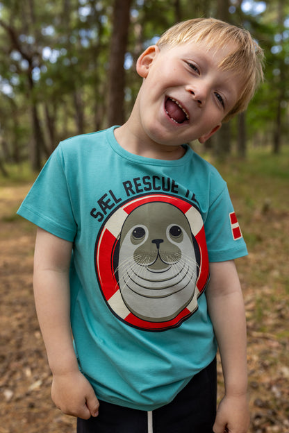 Sød t-shirt til børn med print af grå sæl