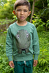 Skøn grøn sweatshirt til børn med print af flodhest