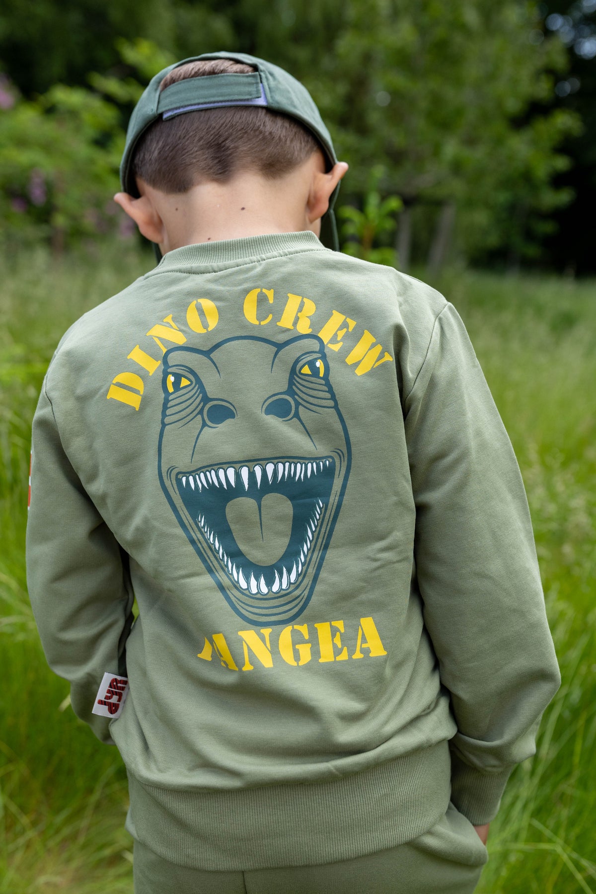 Sød sweatshirt til børn med print af t-rex dinosaur