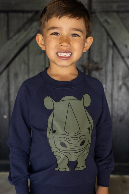 Skøn sweatshirt til børn med print af næsehorn