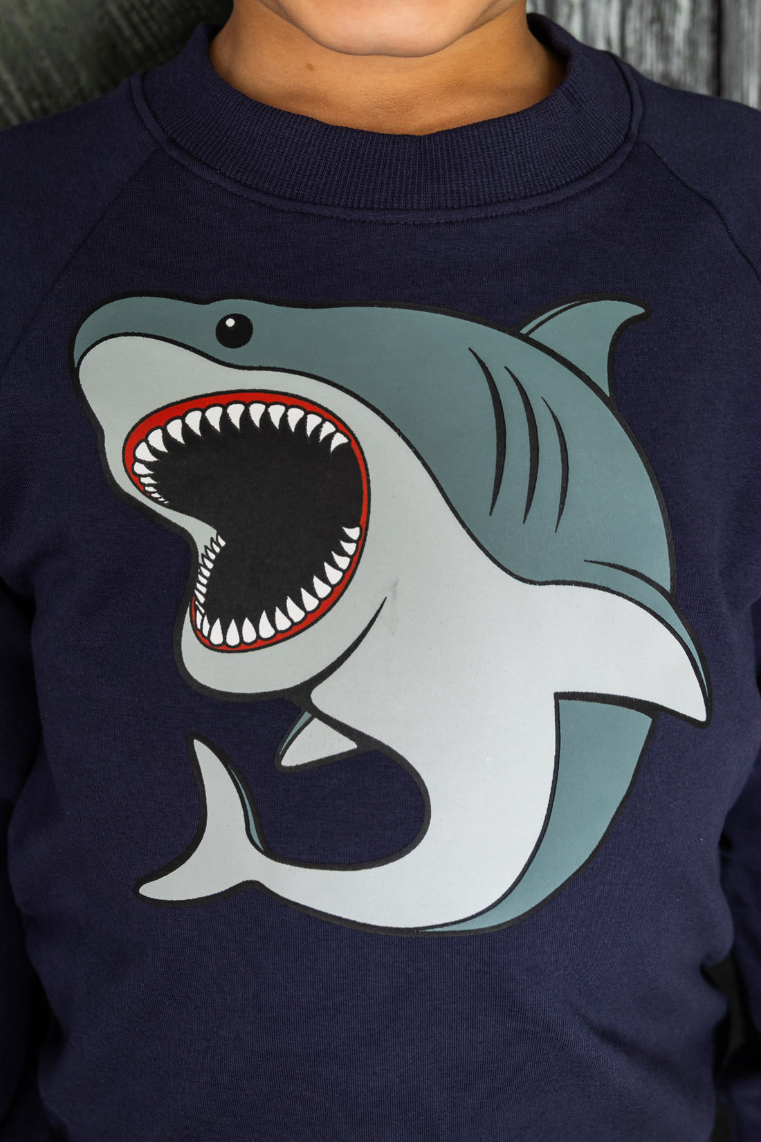 Skøn sweatshirt til børn med print af sej hvidhaj