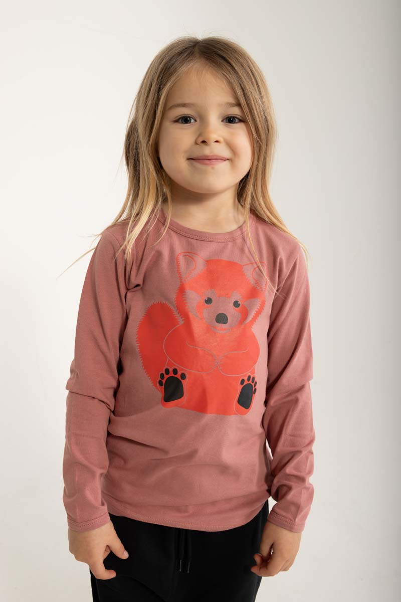 bluse med rød panda til børn 