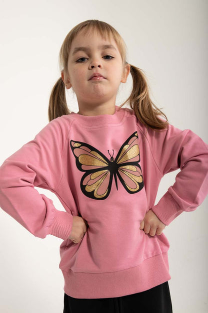 Sød sweatshirt til børn med print af sommerfugl 