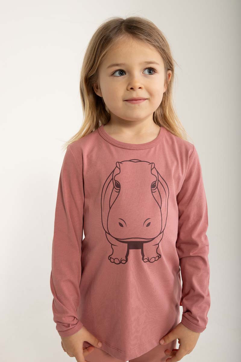 Bluse til børn med flodhest