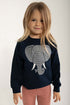 Sød navyblå sweatshirt til børn med print af elefant