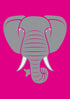 Sødt pink postkort med motiv af elefant