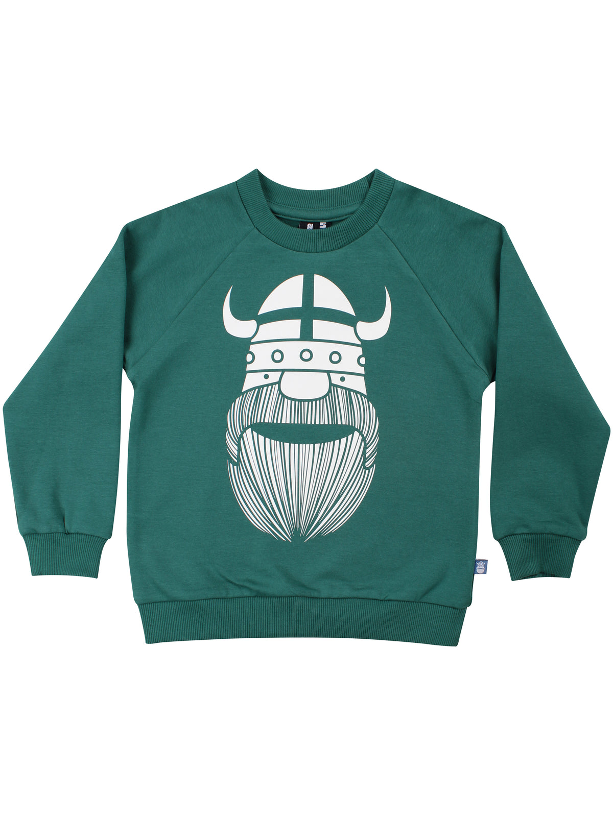 Sød grøn sweatshirt til børn med print af viking