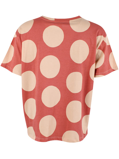 Fin boxy t-shirt med print af store prikker og rund hals til kvinder