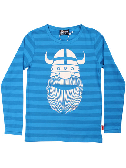 Stribet bluse til børn med viking.