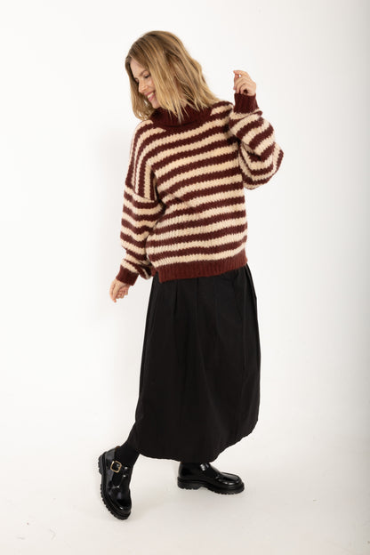 Danecaring Mohair Rollneck Sweater Dk Wine/Nougat