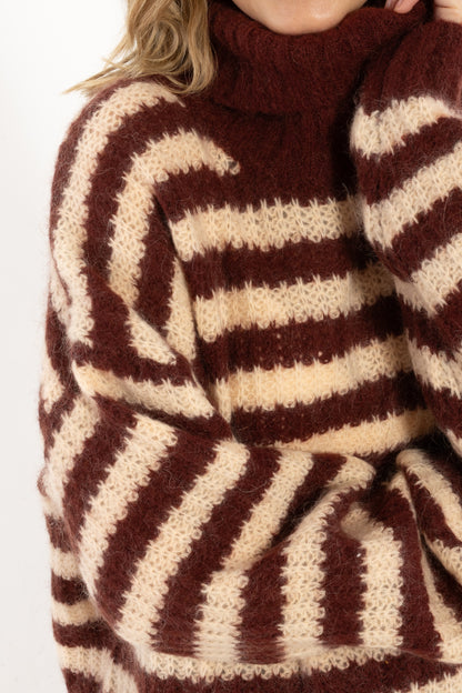 Danecaring Mohair Rollneck Sweater Dk Wine/Nougat