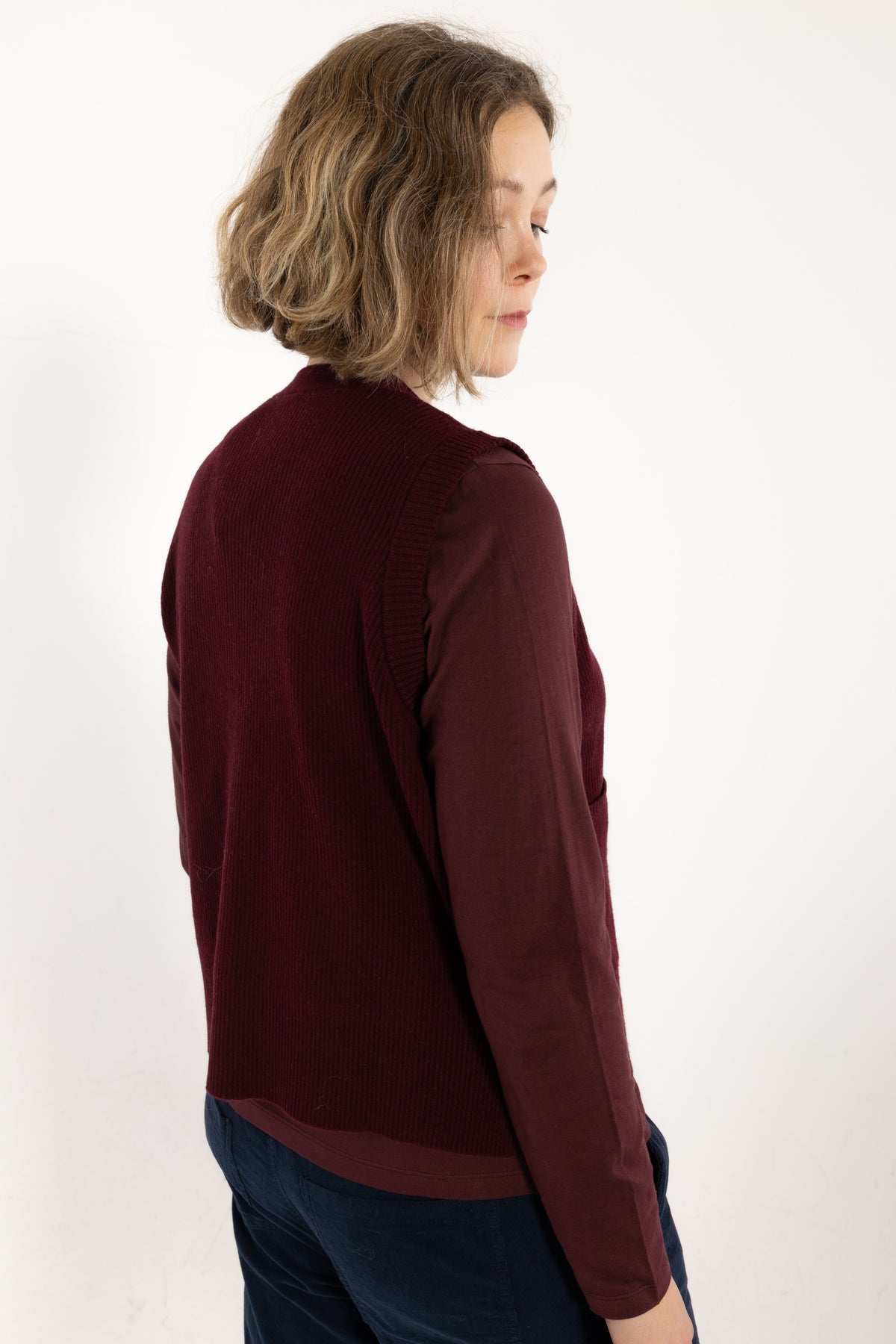 Danegentle Merino Wool Sweater Vest Dark Wine