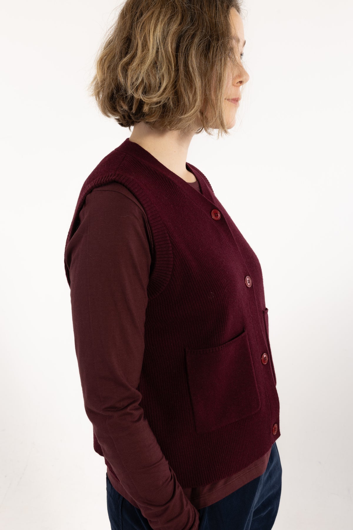 Danegentle Merino Wool Sweater Vest Dark Wine