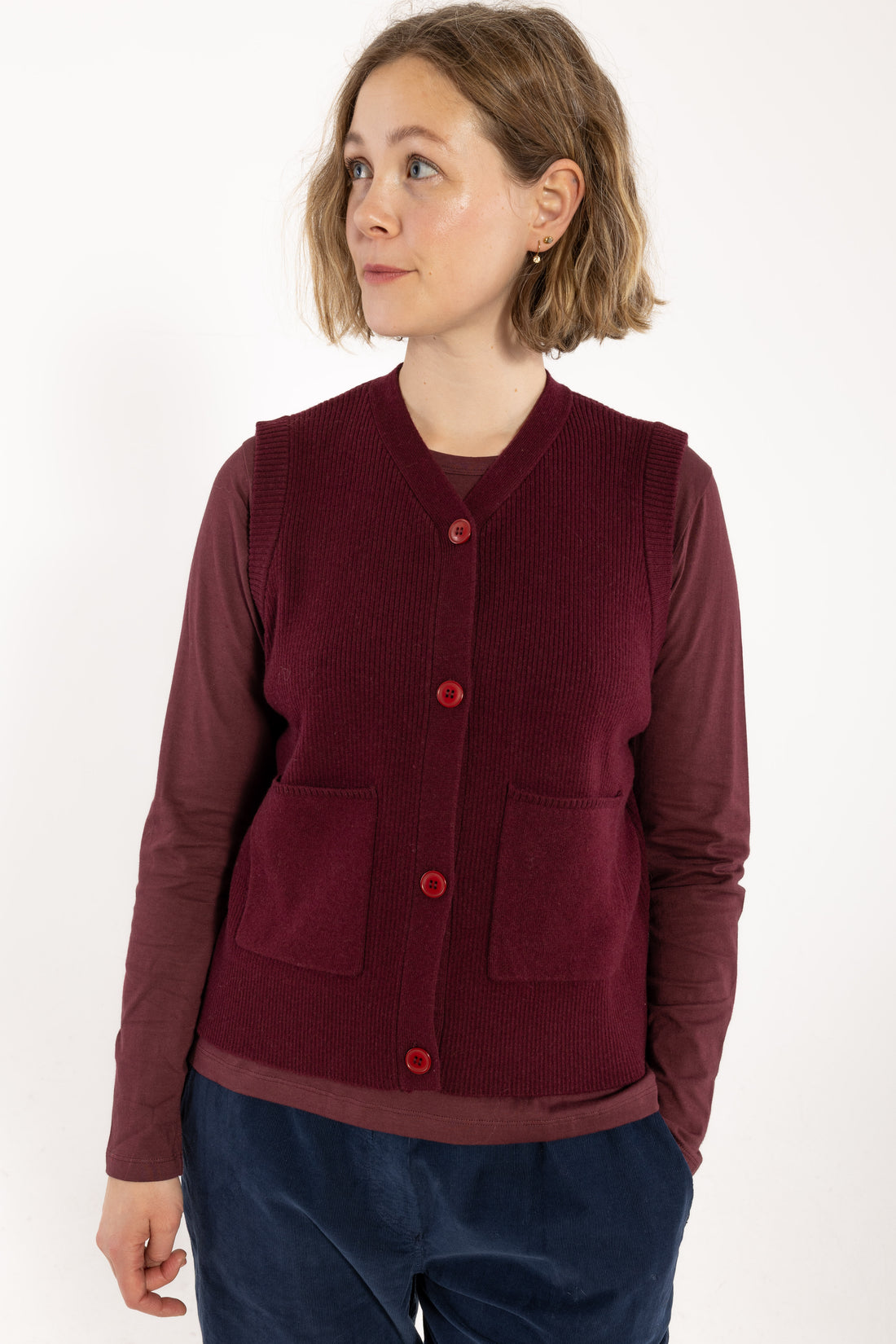 Danegentle Merino Wool Sweater Vest Dark Wine