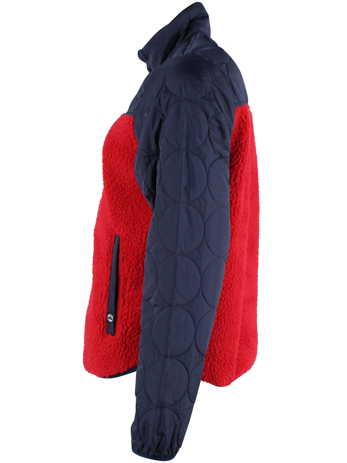 Rød og navyblå zip-up i fleece og termo til damer