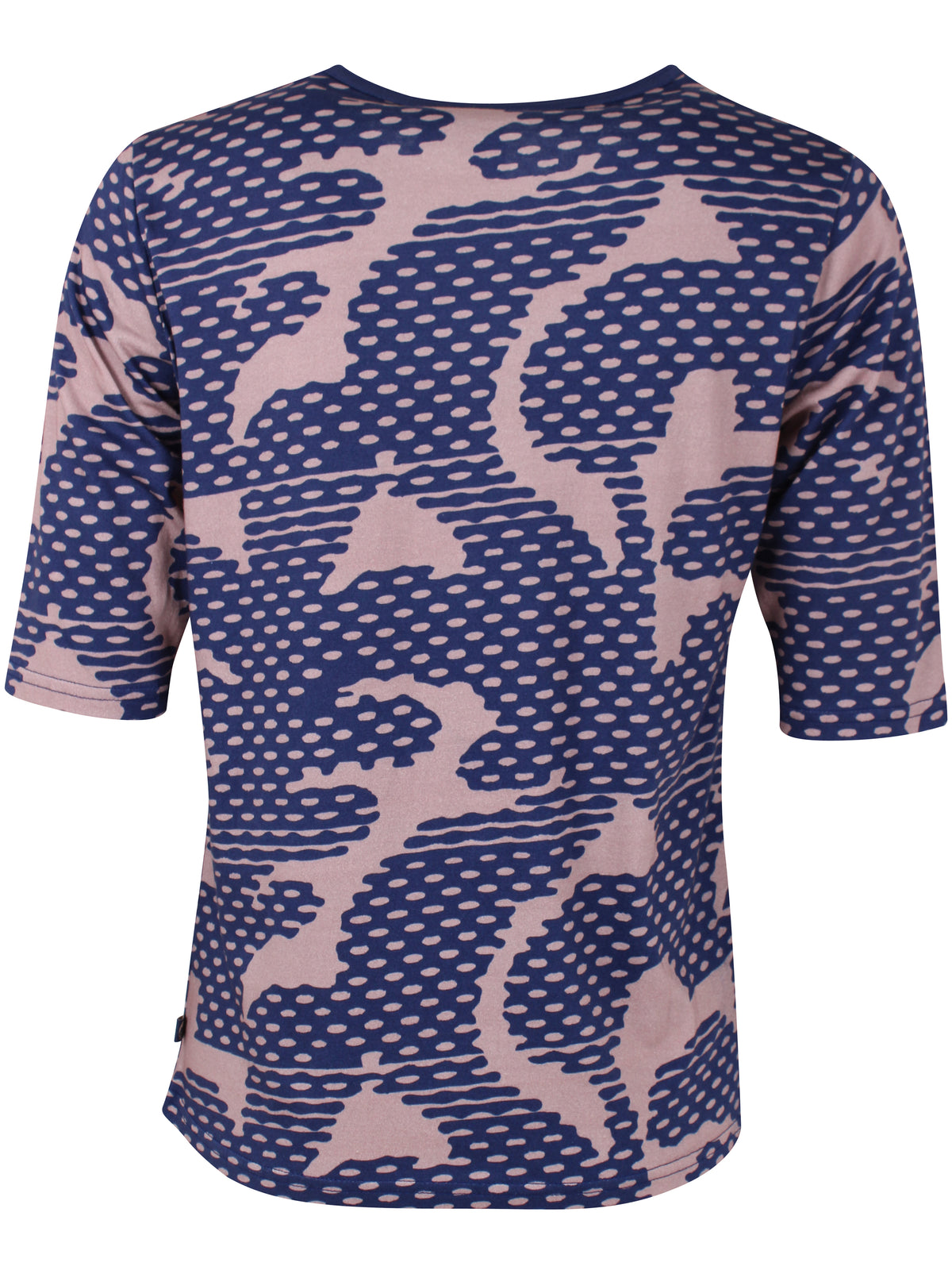 Lækker t-shirt med mønster i mørkeblå og støvet rosa til kvinder