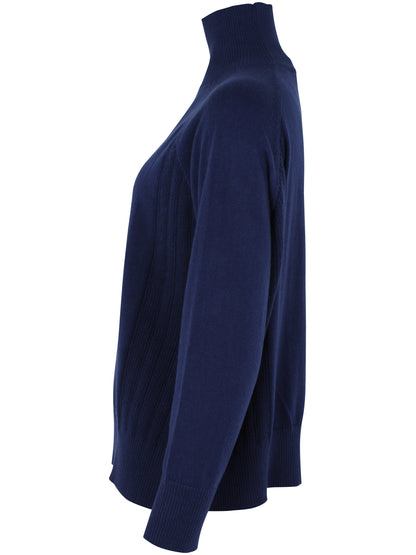 Flot højhalset sweater i mørkeblå til kvinder fra Danefæ