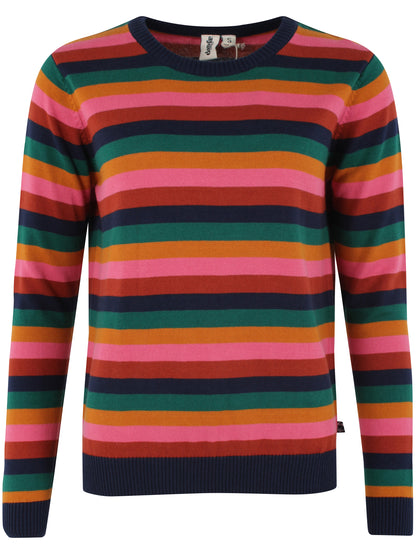 Fin farverig sweater i bomuld med striber til kvinder