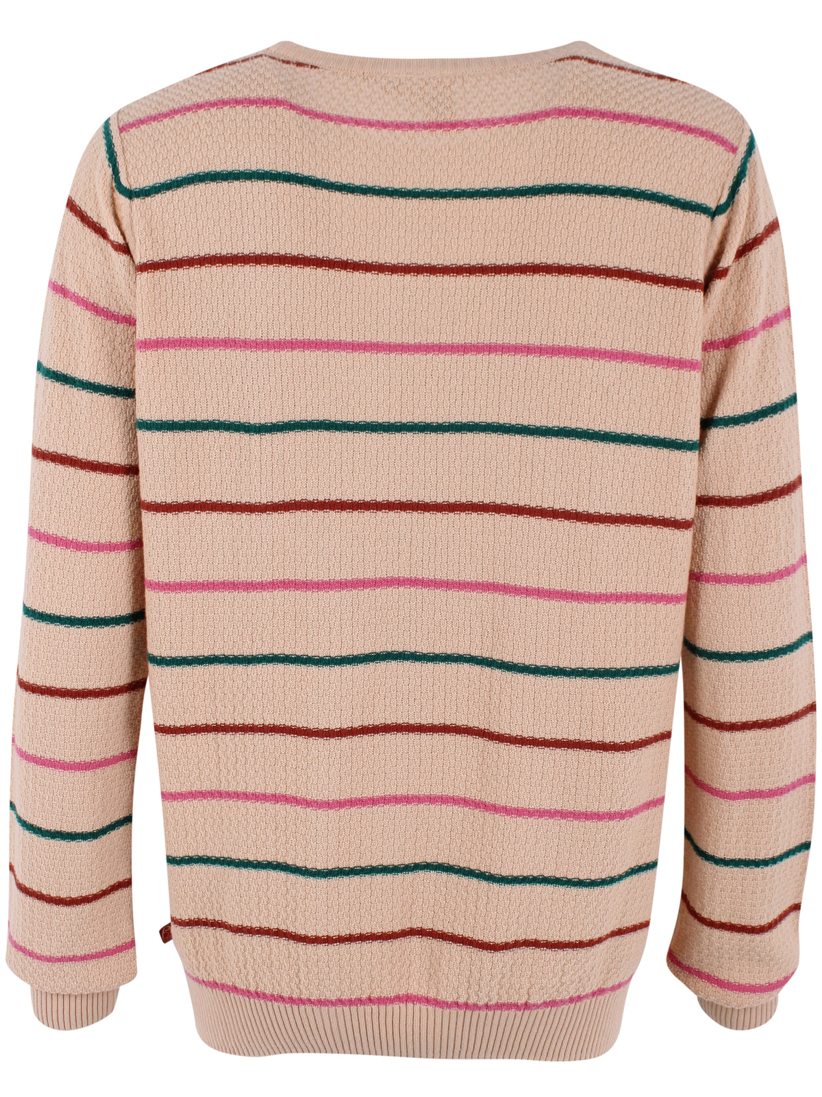 Fin perlestrikket sweater med smalle striber til kvinder