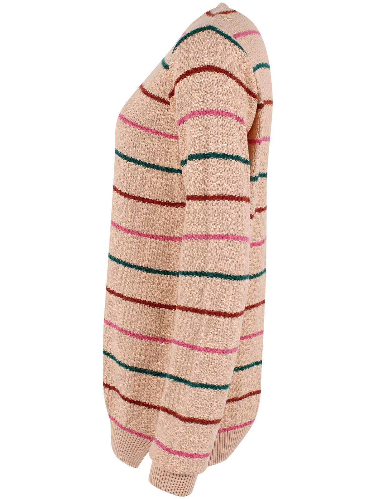 Fin perlestrikket sweater med smalle striber til kvinder