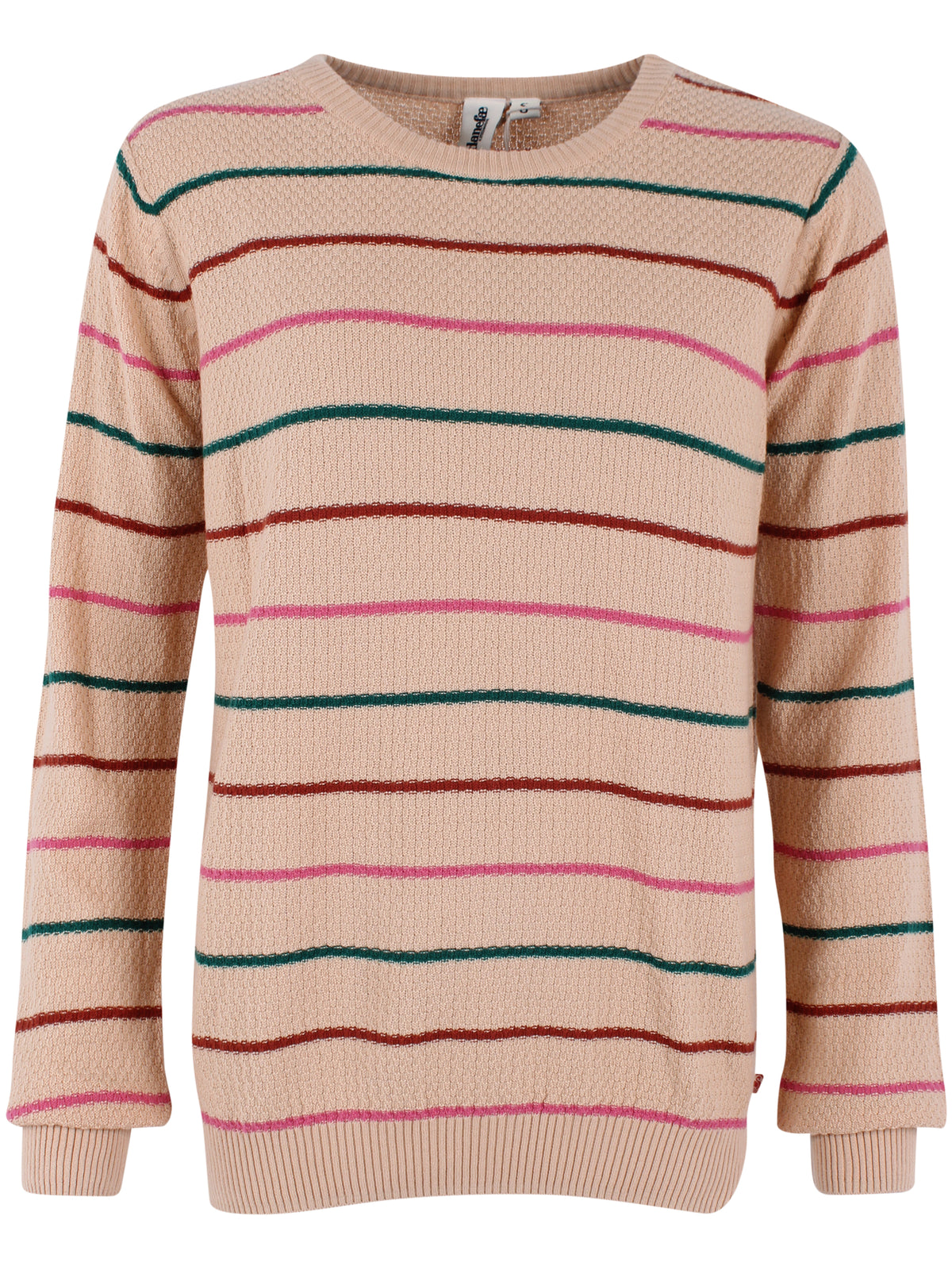 Fin perlestrikket sweater med smalle striber til kvinder