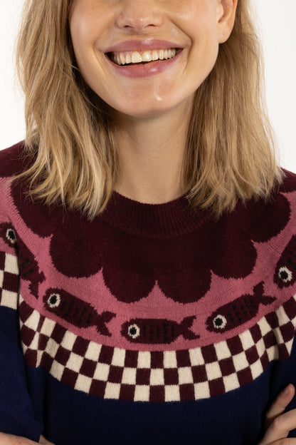 Danesidsel Merino Wool Sweater Deep Blue FISH