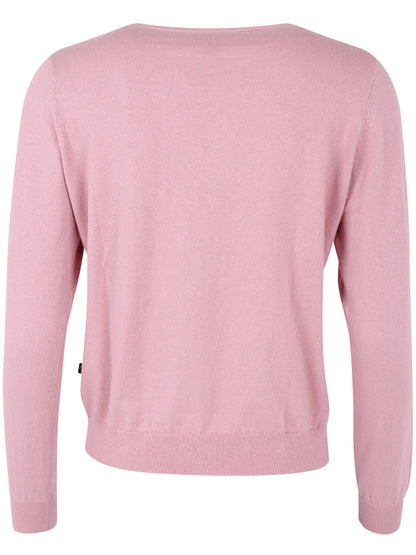 Fin gammelrosa sweater i uldmix og med sødt blomstermønster til kvinder