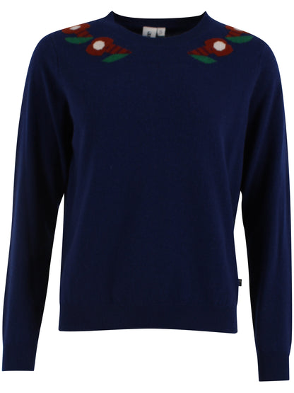 Danevibe Merino Wool Sweater Deep Blue FLOWER