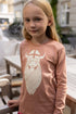 Sød langærmet bluse i rosabeige med print af vikingen Freja til børn