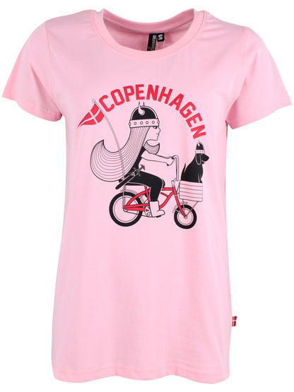 T-shirt til dame med cyklende viking