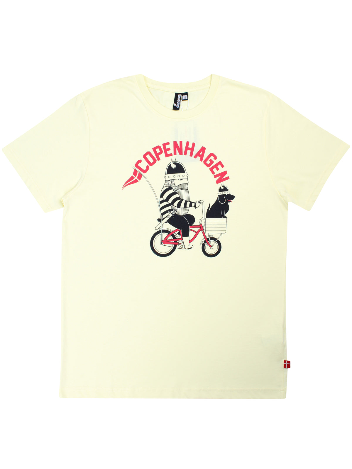 herre t-shirt med cyklende viking med hund
