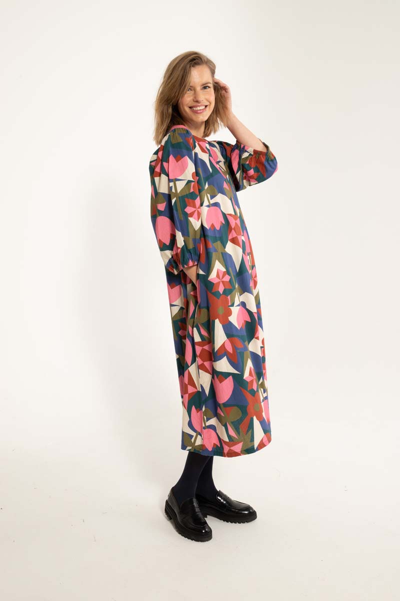 Daniris Seersucker Dress Dark Slate GEOFLEUR