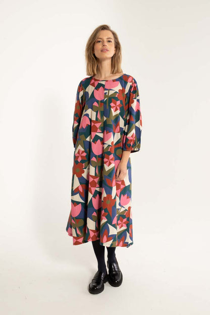 Daniris Seersucker Dress Dark Slate GEOFLEUR
