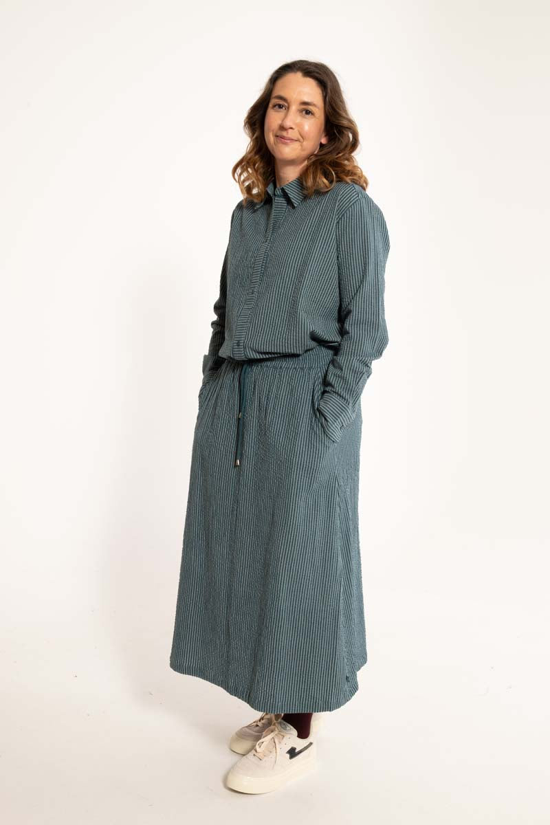 Daneclassic Seersucker Shirt Dark Slate/Blue Grey