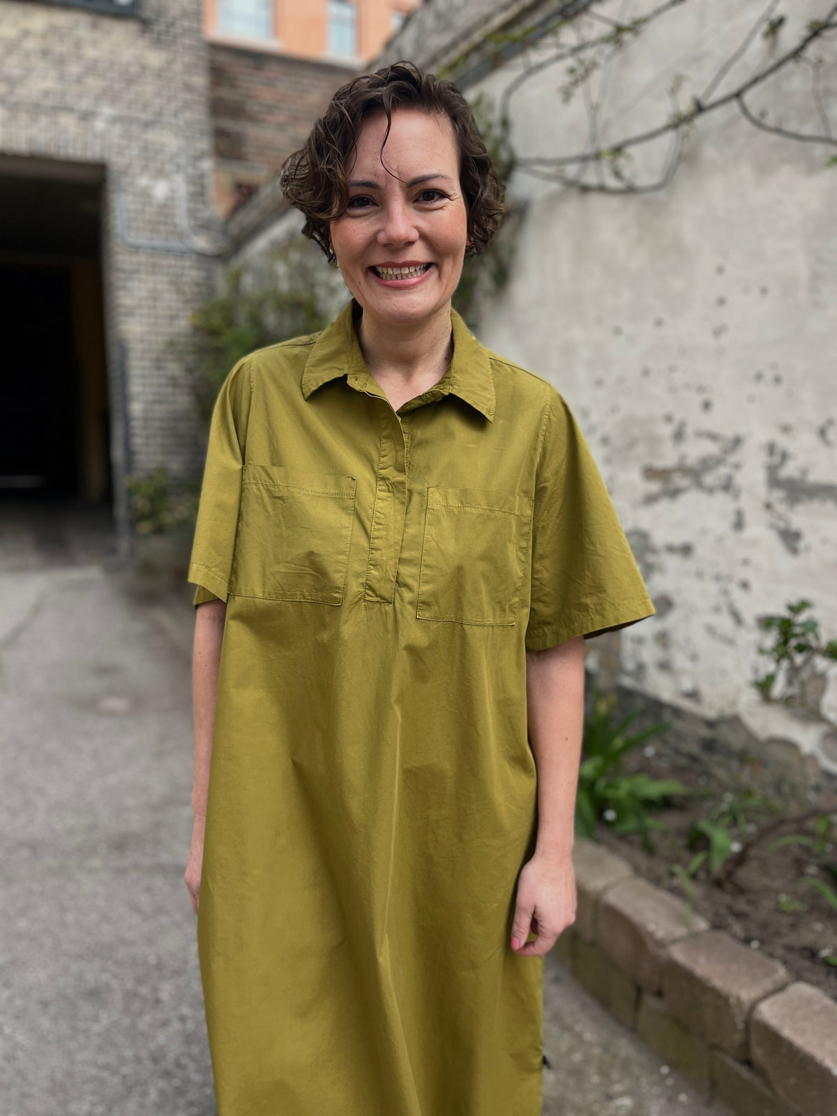 Danefolk Smooth Poplin SS Dress Olive