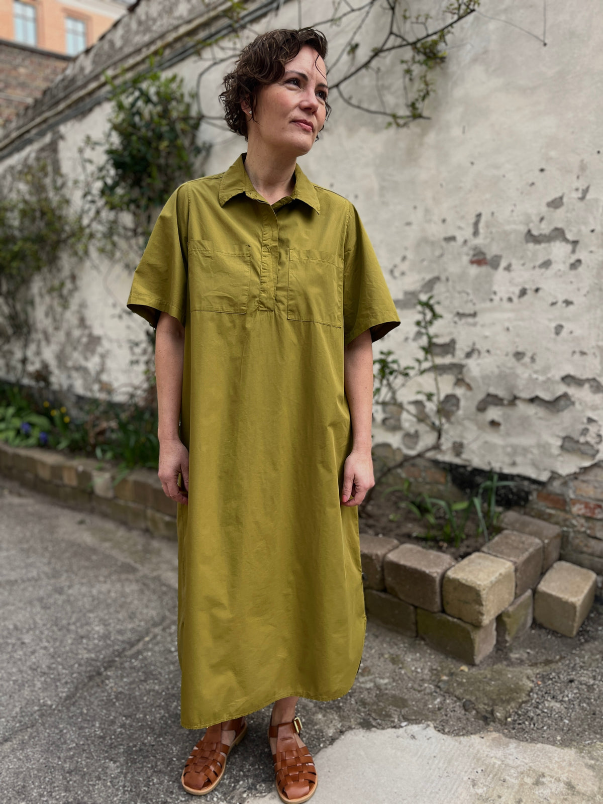 Danefolk Smooth Poplin SS Dress Olive