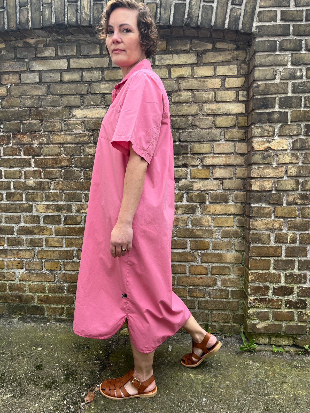 Danefolk Smooth Poplin SS Dress Soft Cherry
