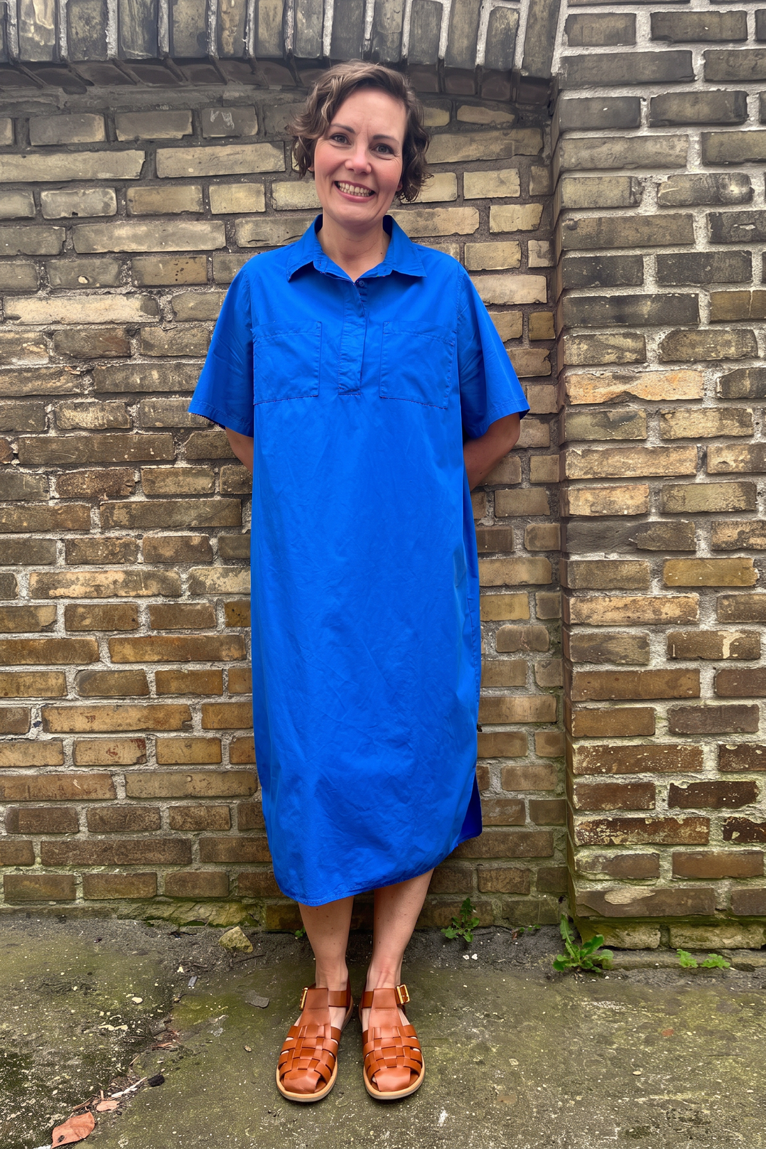 Danefolk Smooth Poplin SS Dress Dark Blue