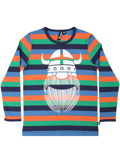 Stribet bluse til børn med viking